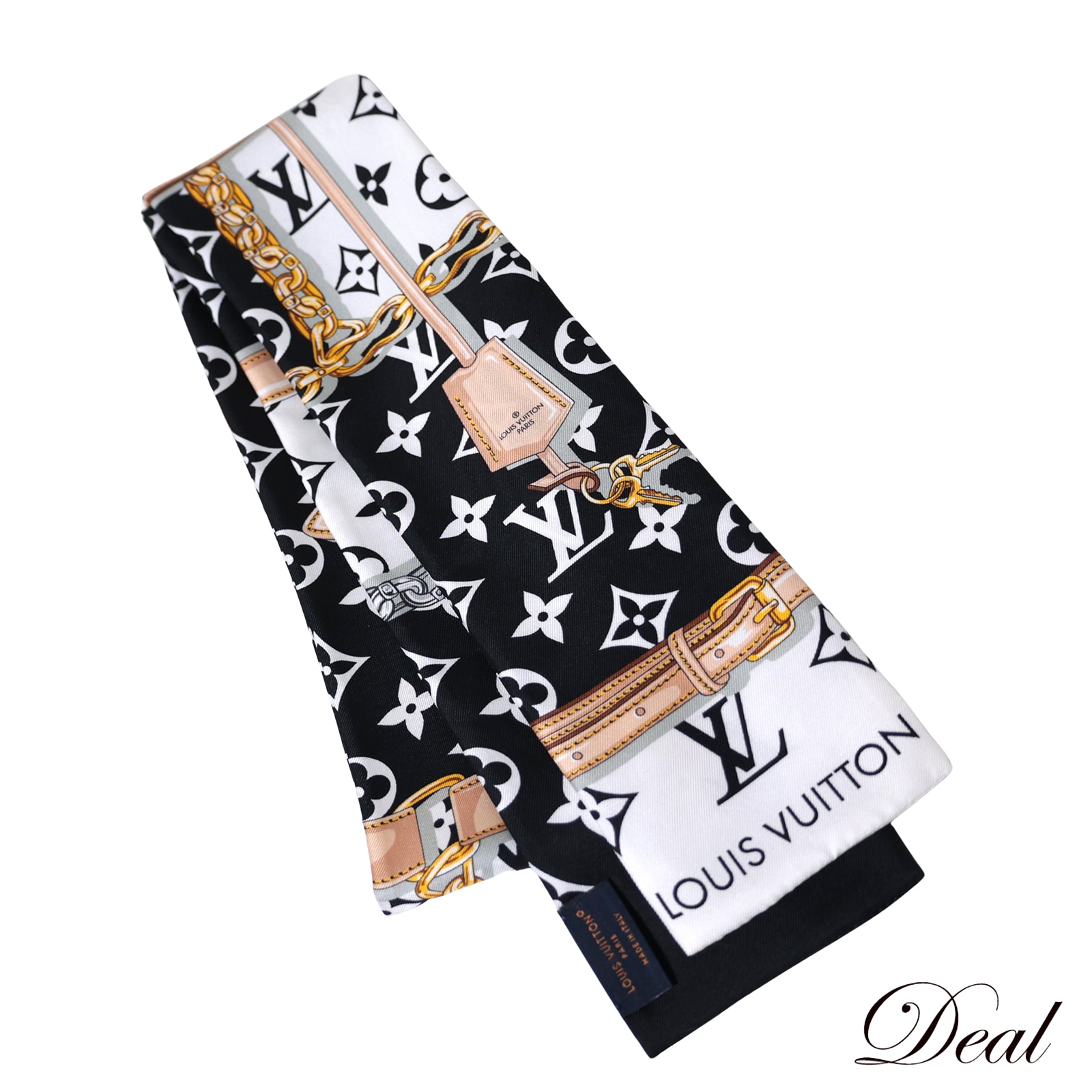 極美品 ルイ・ヴィトン バンドー モノグラム コンフィデンシャル ブラック レディース スカーフLV