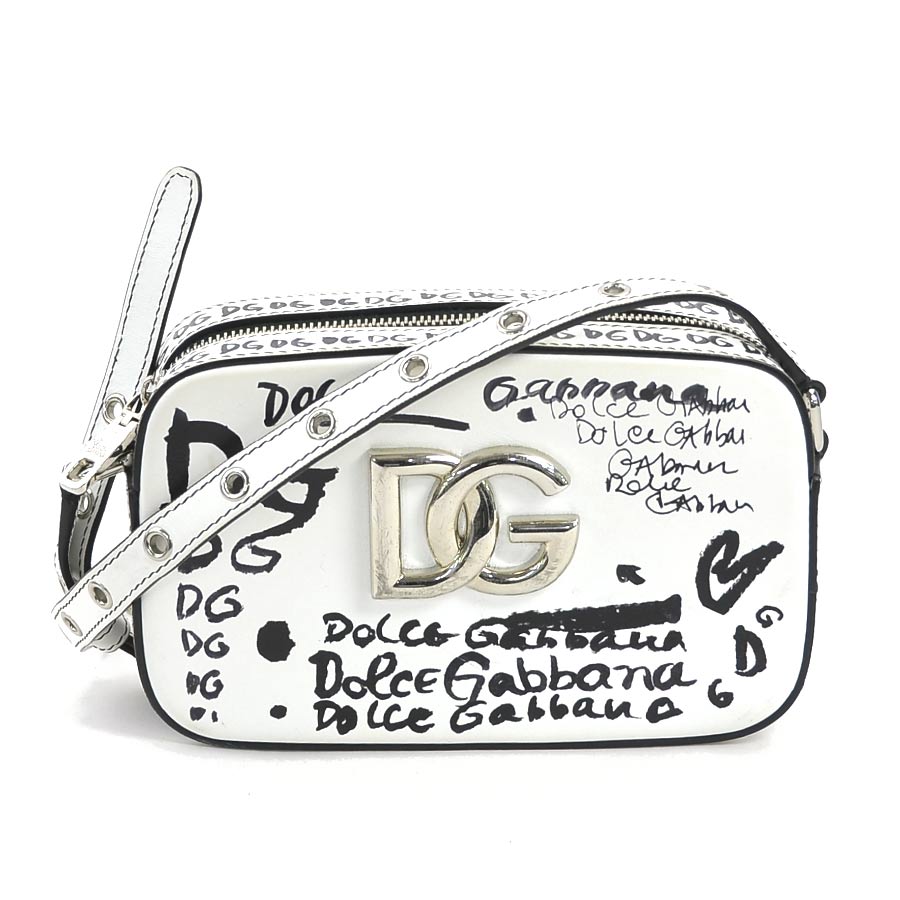 ドルチェアンドガッバーナ DOLCE&GABBANA ショルダーバッグ レザー ホワイト×ブラック レディース h30718j
