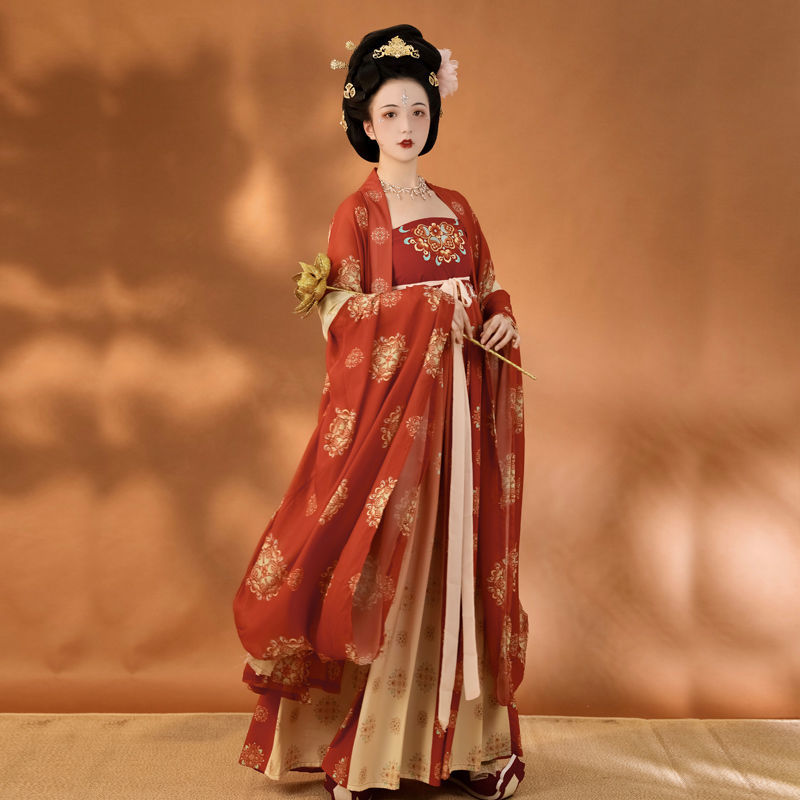 唐雲さん燕雲台漢服唐時代の胸までの刺繍入りミロバランスカート復元された長袖シャツ中国風夏