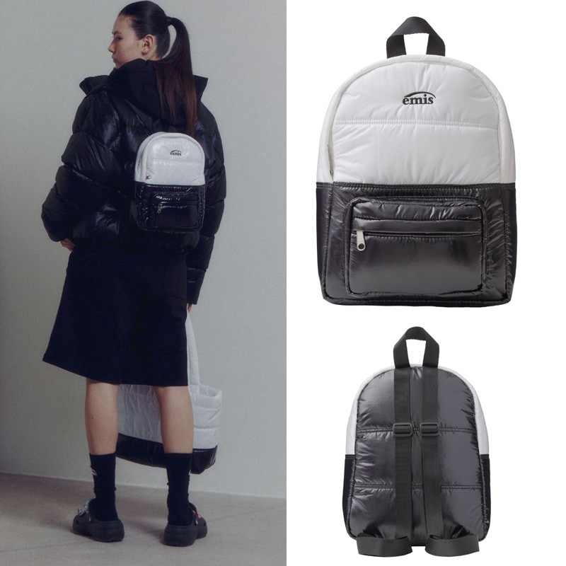 GLOSSY PADDED MINI BACKPACK-WHITE