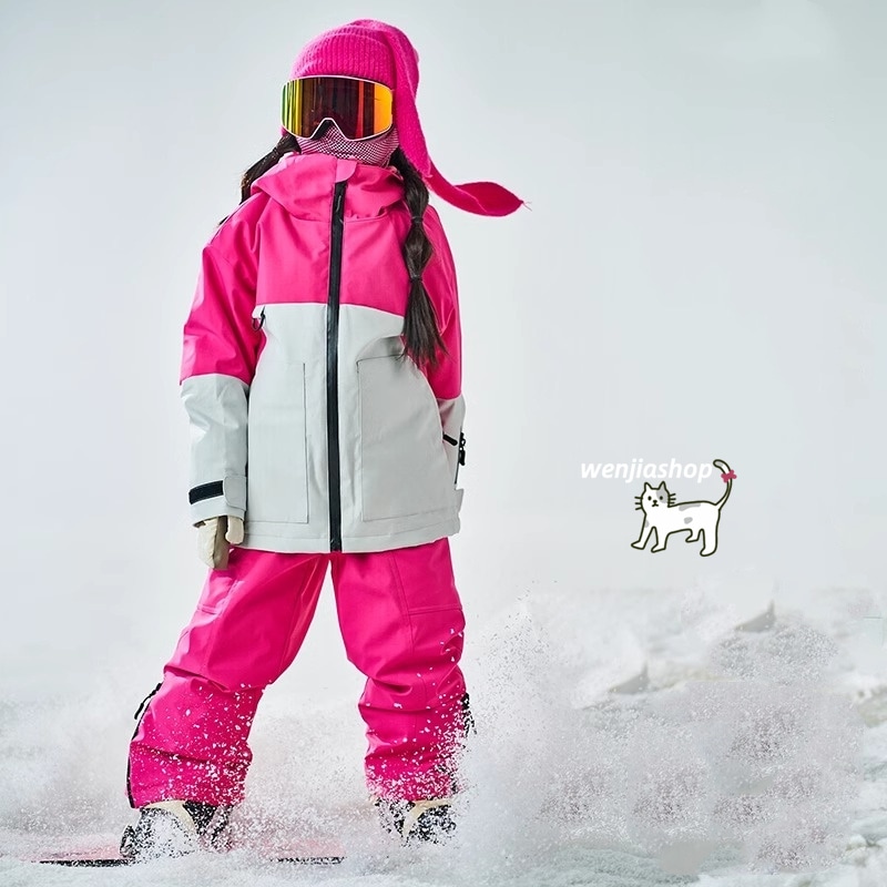 スノーボードウェア 2025 上下セット キッズ 子供 ベビー服 ジャケット アウター ローズ オーバーオール つなぎパンツ ズボン スノボウェア スキーウェア 防寒着韓国風 女の子 男の子 こども