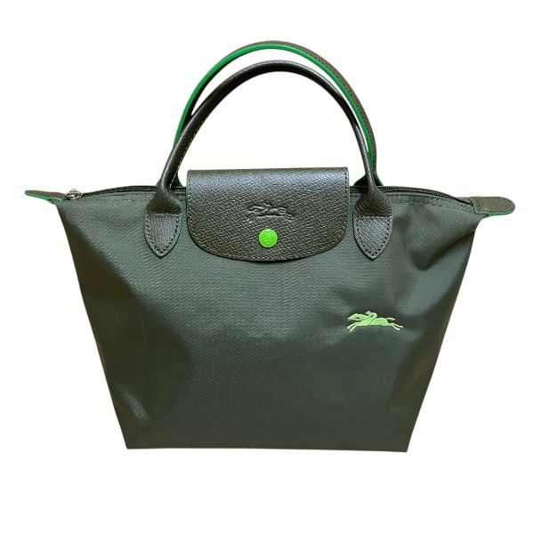ロンシャン ル・プリアージュ グリーン ナイロン バッグ ハンドバッグ レディース 【中古】