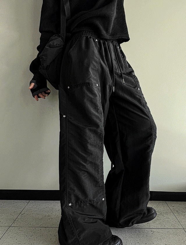 [COSYHARU公式]Double ni Nylon Carpenter Wide Pants