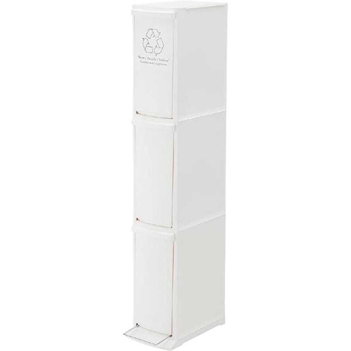 ダストボックス3D LFS-933WH ゴミ箱 ごみばこ ごみ箱 三段 分別 キッチン 事務所 洗面所 バスルーム トイレ スリム 隙間 ペダル式 ペットボトル 燃えるゴミ ビン 缶 手を使わない 省