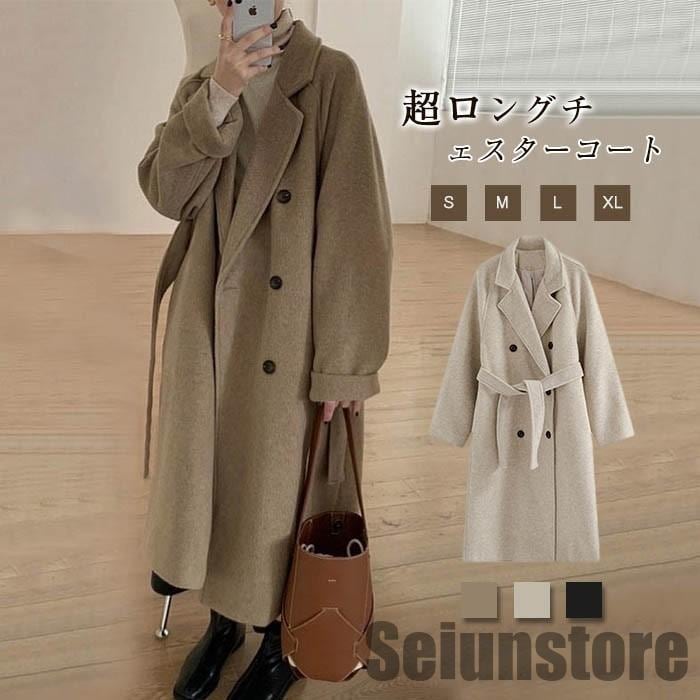 チェスターコート ロングコート レディース ロング丈 ジャケット アウター トップス オーバーサイズ スリット コート 長袖 あったか 厚手 可愛い お洒落