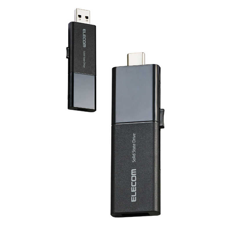 エレコム　ELECOM　SSD 外付け 500GB 読込最大420MB/秒 スライド式 USB Type-C/USB-A 両対応 ブラック　ESDEWB0500GBKR
