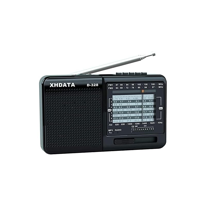 XHDATA D-328 小型ポータブルラジオ 高感度 FM/AM/SW/ワイドFM対応 短波ラジオ MP3プレーヤー TFカード対応 DSP ステレオ 防災 充電式 電池式 日本語説明書付き お年寄