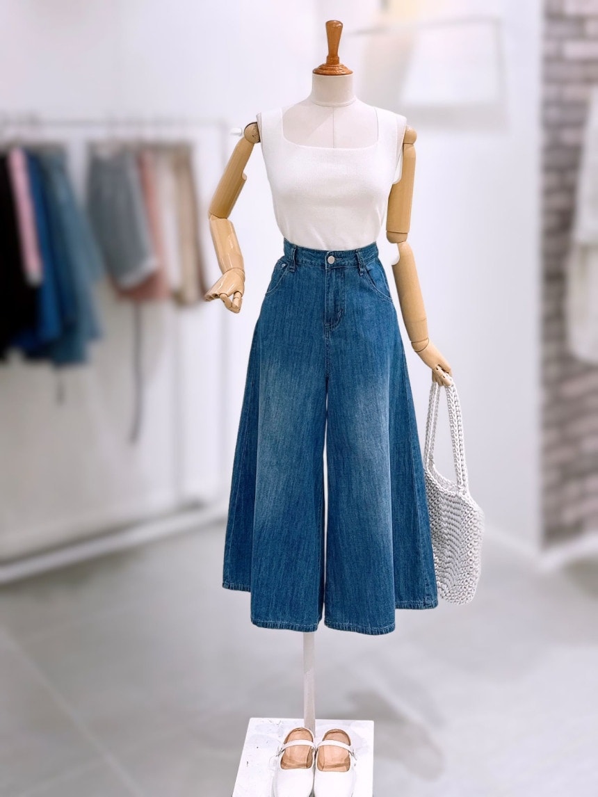 LECCOVE キュロット 8分丈 デニムパンツ