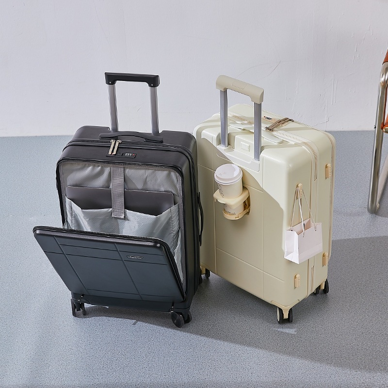 多機能前蓋付きスーツケース女性20インチ静音自在ホイール軽量キャリーケース24インチ