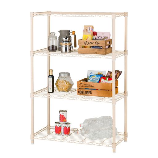ルミナス ラテ 収納ラック ベージュ 4段 幅80 オシャレで可愛い お部屋に馴染む優しい色味 スチールラック 棚 全体耐荷重320KG 幅81×奥行41×高さ121CM 水や傷に強い キッチンラック