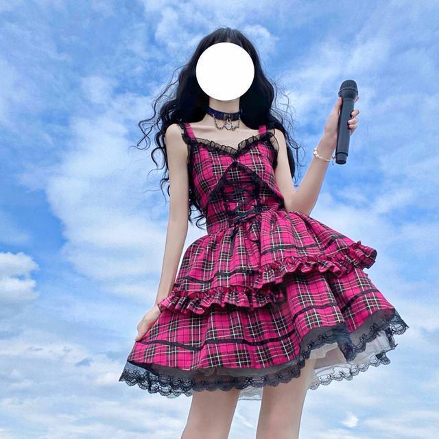 ロリータドレス ロックjkサスペンダードレス