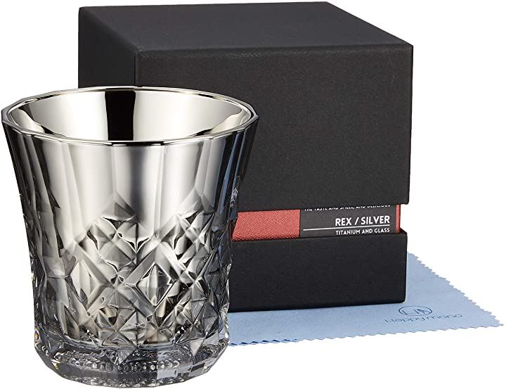 ロックグラス チタンミラー 日本製 ウィスキー ワイン 焼酎 ハイボール お酒がまろやかに クロス付 Silver Rex( Rex)