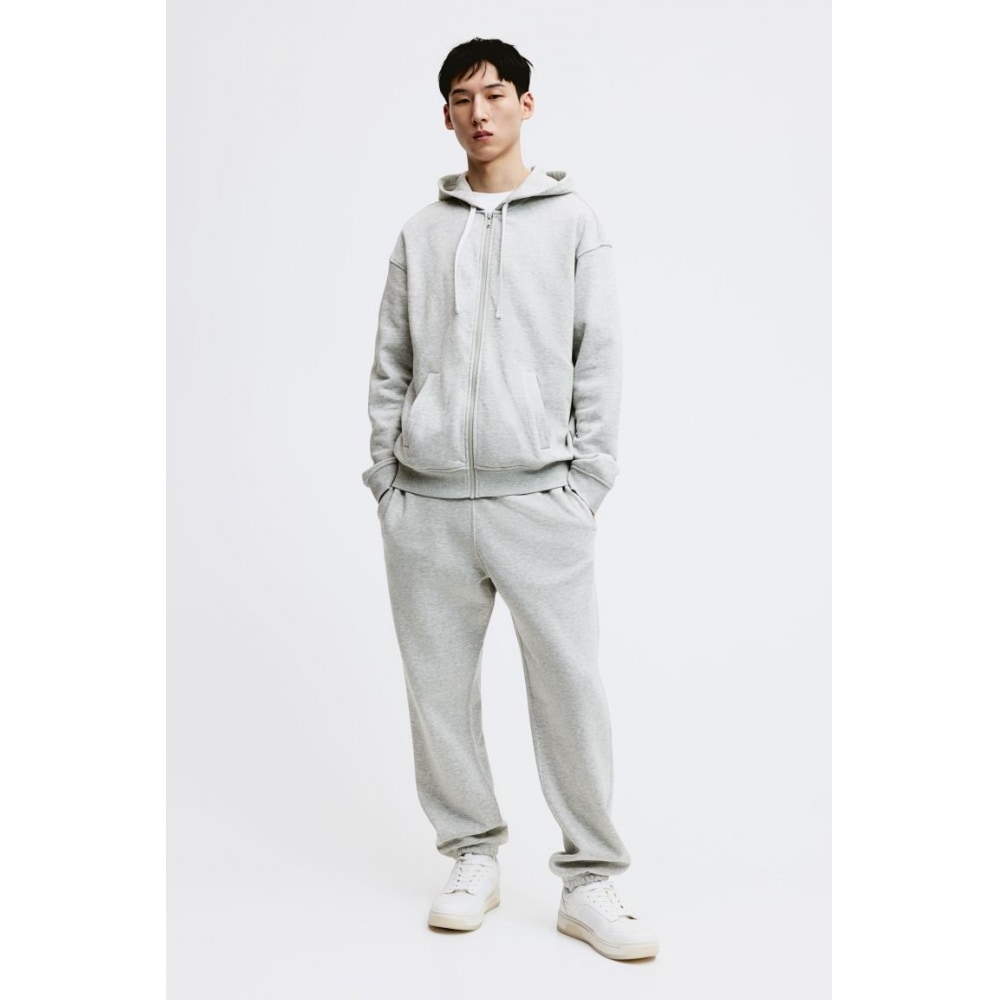 H&M リラックスフィットスウェットパンツグレーメランジ