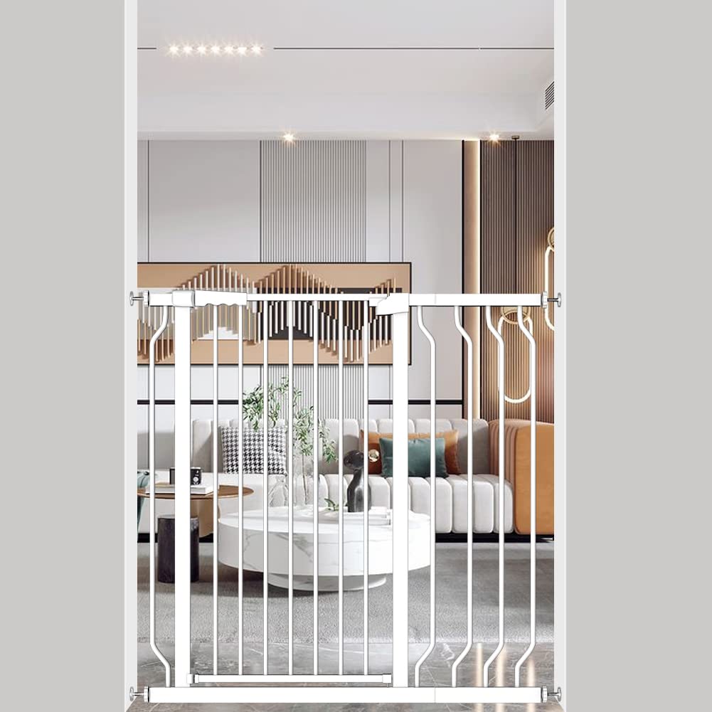 Seogva ベビーゲート ハイタイプ 高さ103cm 拡張フレーム付き 自動ロック 高さ100cm以上つっぱり式 穴開け不要 前後90度開閉 セーフティー安全ゲート 扉開閉式 二重ロック ブラック