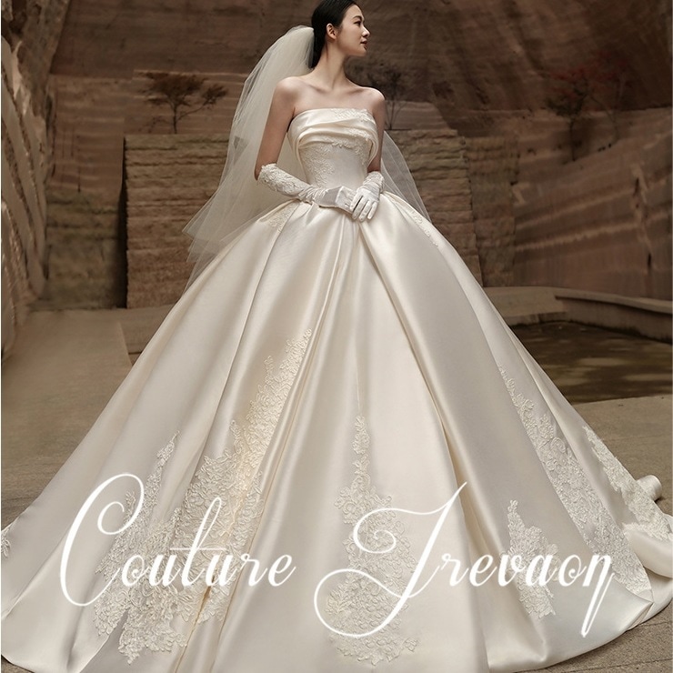 ワンピースドレスドレス気質花嫁ロングドレス フィッシュテール ホワイト 結婚式ドレス 上品な拔け感 パ一ティ一ドレスホワイト 高級感 ドレス