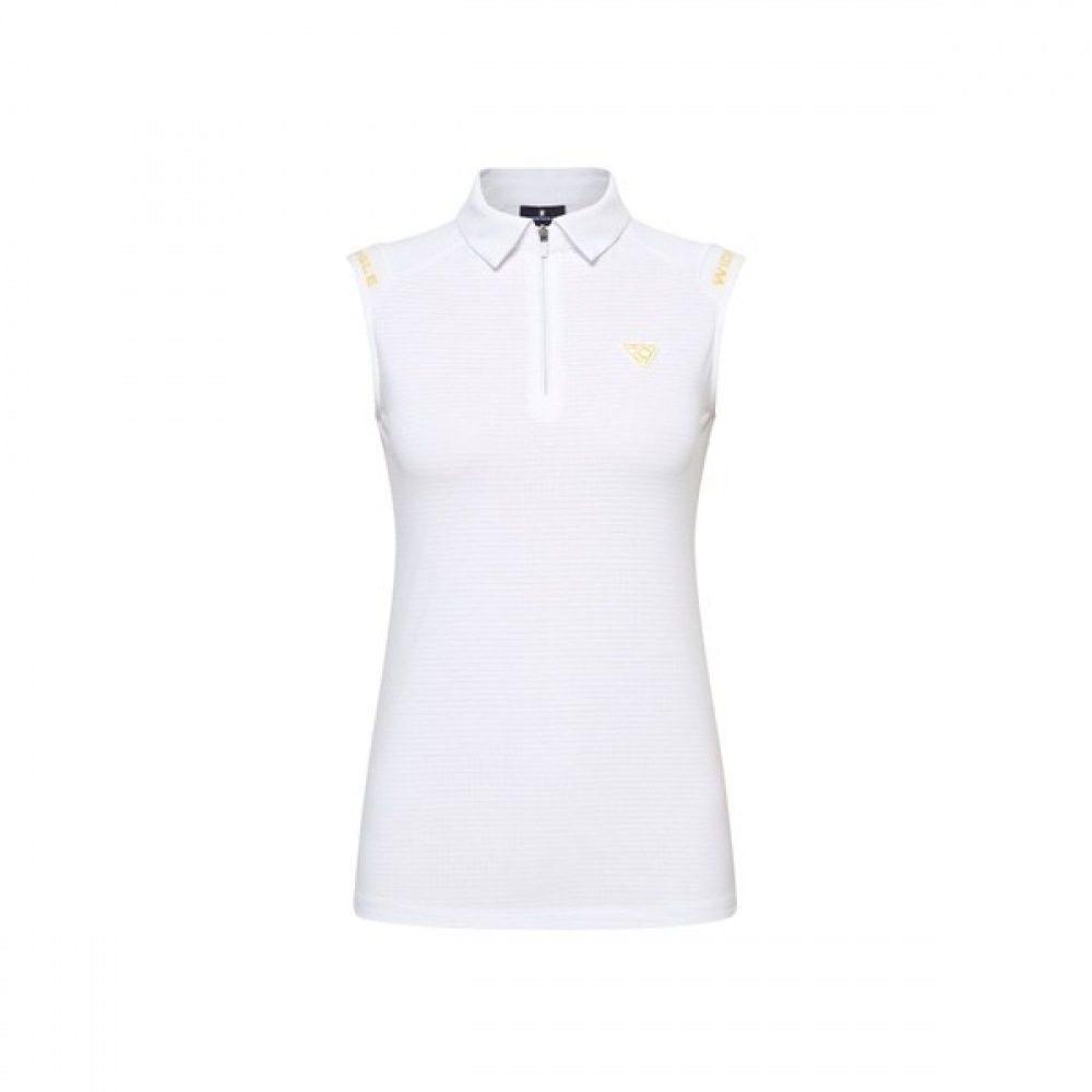 [ワイドアングル] TO ニットポイントハーフジップアップノースリーブ L_WWM25240W2