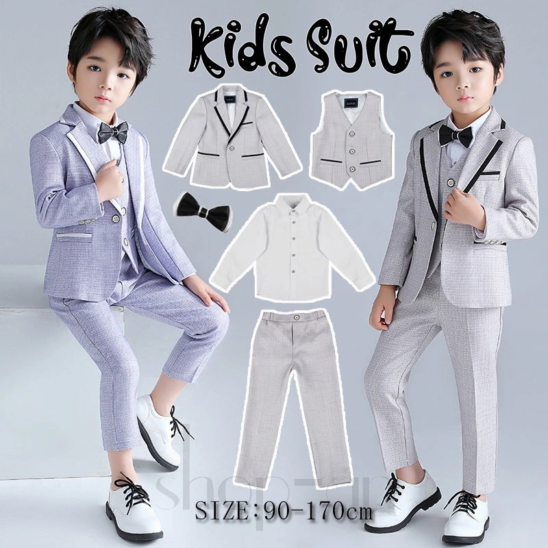 キッズ フォーマルスーツ 入学式 男の子 卒業式 入園式 セットアップ 長袖 ジャケット ベスト シャツ パンツ 4点/5点セット ジュニア 紳士服 七五三 卒服 オシャレ 発表会 結婚式 お受験 面
