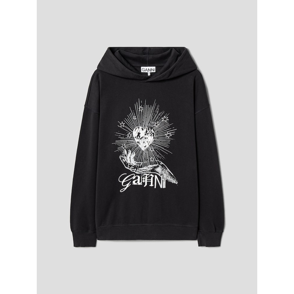 GANNI イソリハートオーバーサイズパーカー-アッシュ QN5141R034