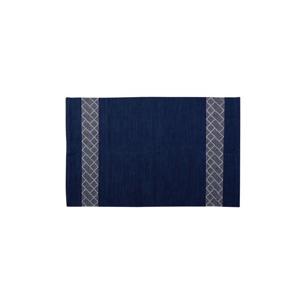 ラグマット 絨毯 90×150cm ブルー TTR-156BL 長方形 インド製 コットン 綿 リビング ダイニング ベッドルーム 寝室 居間