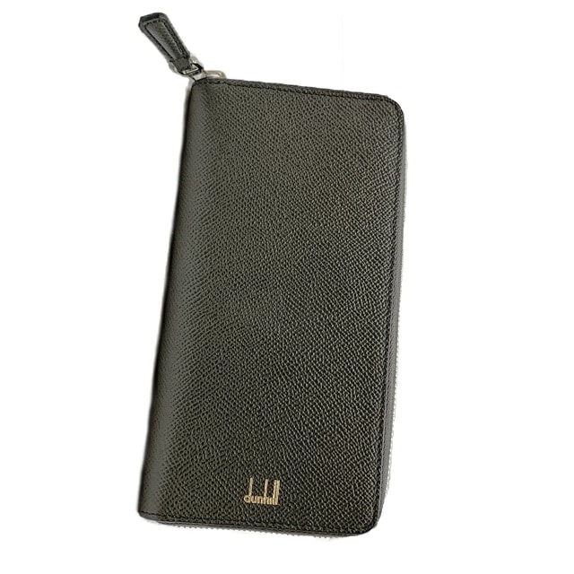dunhill 24R2180AP345 CADOGAN ダンヒル カドガン ラウンドファスナー長財布 フルグレインカーフレザー オリーブグレー/ブラック