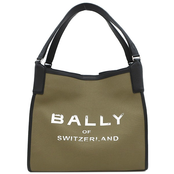 バリー トートバッグ アークルラージ キャンバス レザー カーキ シルバー金具 新品 未使用 6307006 【保存袋】【中古】