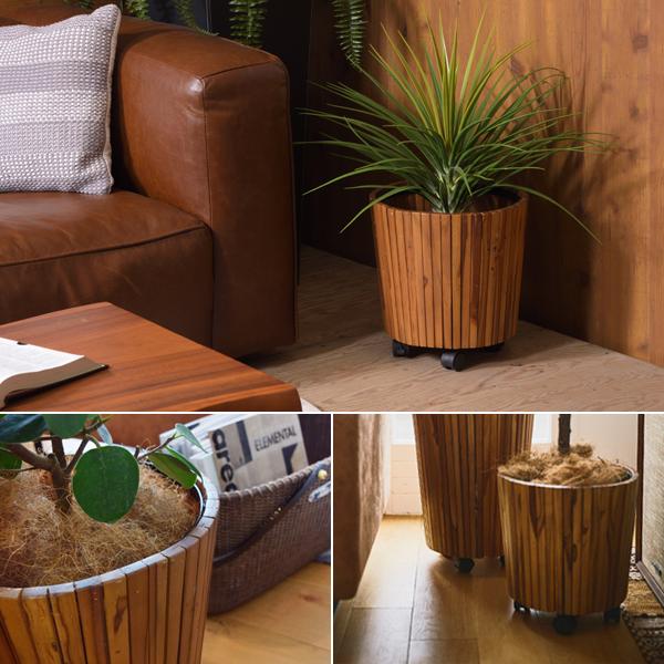 プランター キャスターつき 鉢カバー 観葉植物 入れ物 移動式 天然木製 インテリア 屋内 室内 玄関 職場 応接室 オフィス お店 カフェ レストラン ショップ