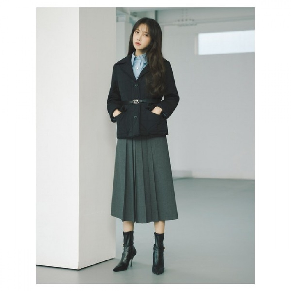 (オリビア・ローレン) 刺繍入りキルトベルト付きパッド入りジャケット_VVBKA3S1261