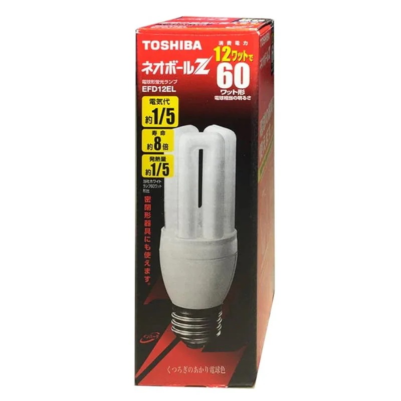 【即納】東芝 ネオボールZ 電球形蛍光ランプ EFD12EL 電球60W形 電球色 Ｄ形 ３波長形電球色