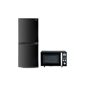 【即納】【2点セット買い】アイリスオーヤマ 冷蔵庫142L + 全国対応オーブンレンジ15L ブラック