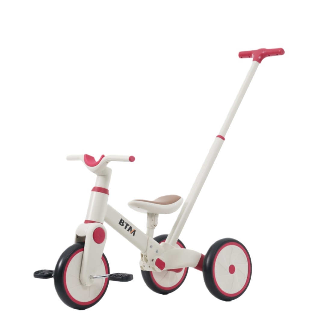 【国内発送】489子供用三輪車 4in1 かじとり 足けりバイク ベビーカー 手押し棒 BTM 4way 3輪 二輪車 出かけ お散歩 ペダル付き コントロールバー付き 三輪車 自転車
