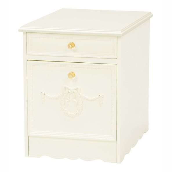 サイドチェスト/リビングチェスト[2段] 木製 幅41.5cm 姫系 ホワイト（白）