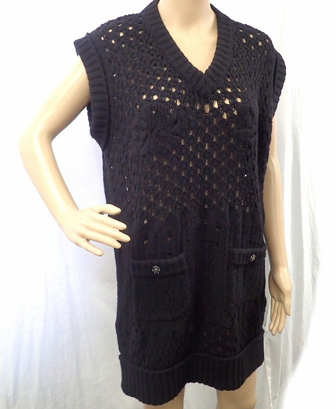 レディース ノースリーブ ニット ワンピース チュニック丈 ウール カシミヤ 黒 ブラック サイズ42 P34476K0102 32,370円