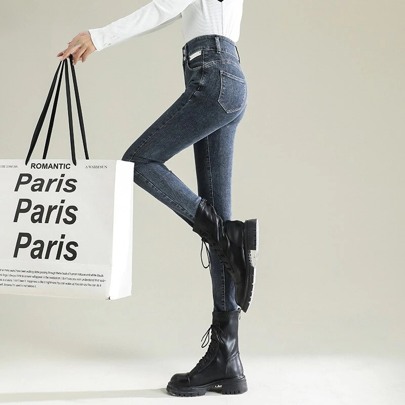 スキニーパンツデニムパンツ 脚長効果！スキニーパンツデニムパンツ脚長効果！スキニーパンツスキニーパンツ　タイト 裏起毛　デニムパンツ　ジーンズ　レディース　韓国ファッション　スリム　着痩せ　小柄　ハイ