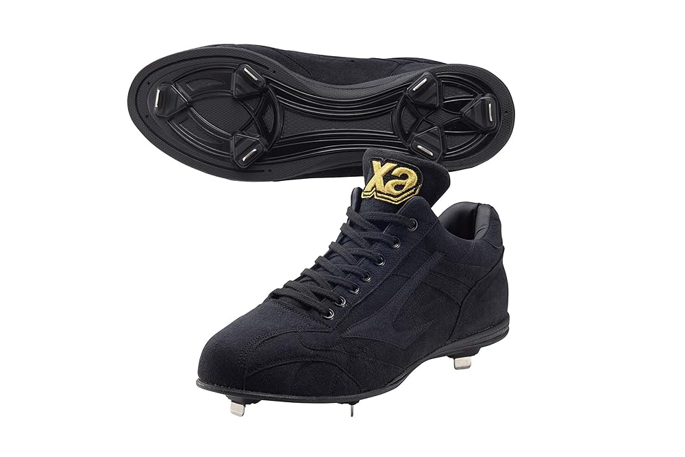 XANAX ザナックス 野球 スパイク 樹脂底 三角歯 BS-418DL ブラック×ブラック 25.5cm 高校野球対応