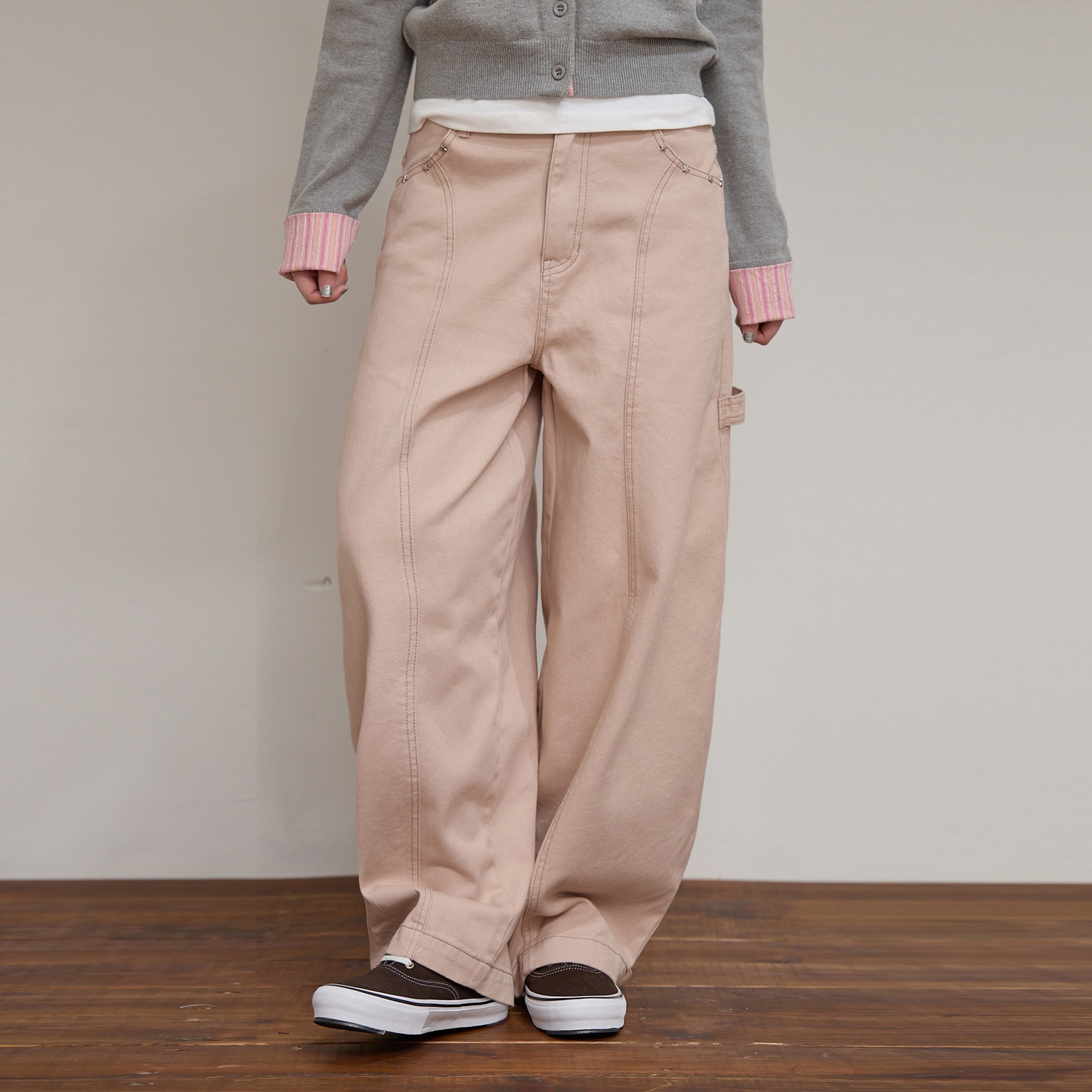 Cinch Bag Curved Cotton Pants DUST PINK