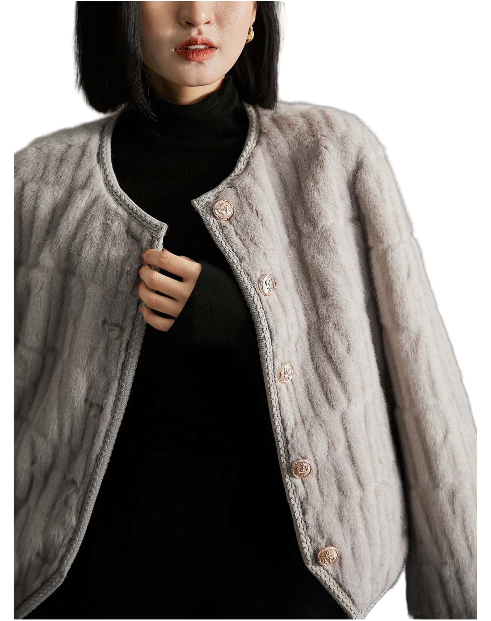 【2024新作】ヨーロッパミンクファー ジャケット レディース アウター アイボリー グレー S M L 高級感 スエード裏地 ショート丈 カーディガン風 軽量 防寒 防風 通勤 カジュアル 秋冬 お