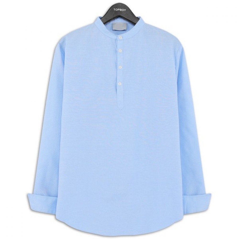 (トップボーイ) ビッグサイズヘンリーネックオックスフォード長袖シャツ (TC024)