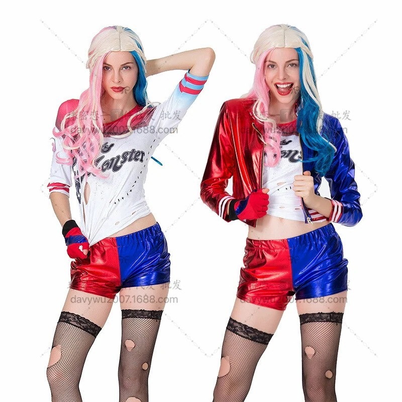 ハロウィン変装イベント学園祭文化祭4点セットハーレークインドレスコスプレ自殺スカル 4,564円