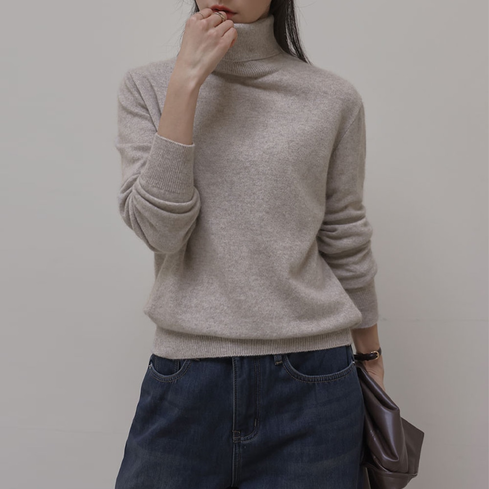 ベズディウールラクーンベーシックボカシポーラネックニット