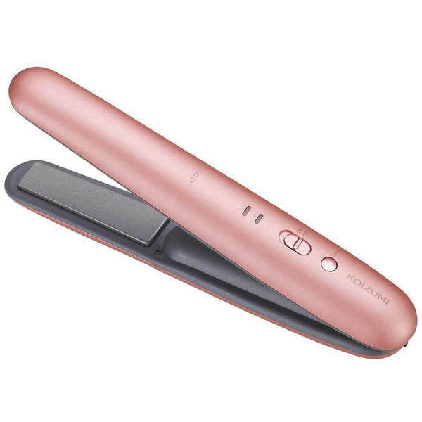 コードレスストレートヘアアイロン ピンク KHS8640P 小型 コンパクト ポーチ付き 海外対応 プレートロック 機内持ち込み USB 充電式 2WAY 2段階温度調節 160℃ 200℃
