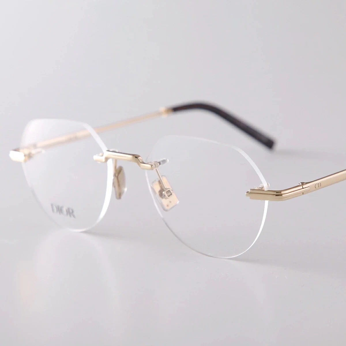 Dior ディオール メガネ DiorBlacksuitO R7U B000 DM50077U 010 レディース ラウンド型 ポリゴン型 リムレス メタル クリングスタイプ CDロゴ 眼鏡 めがね