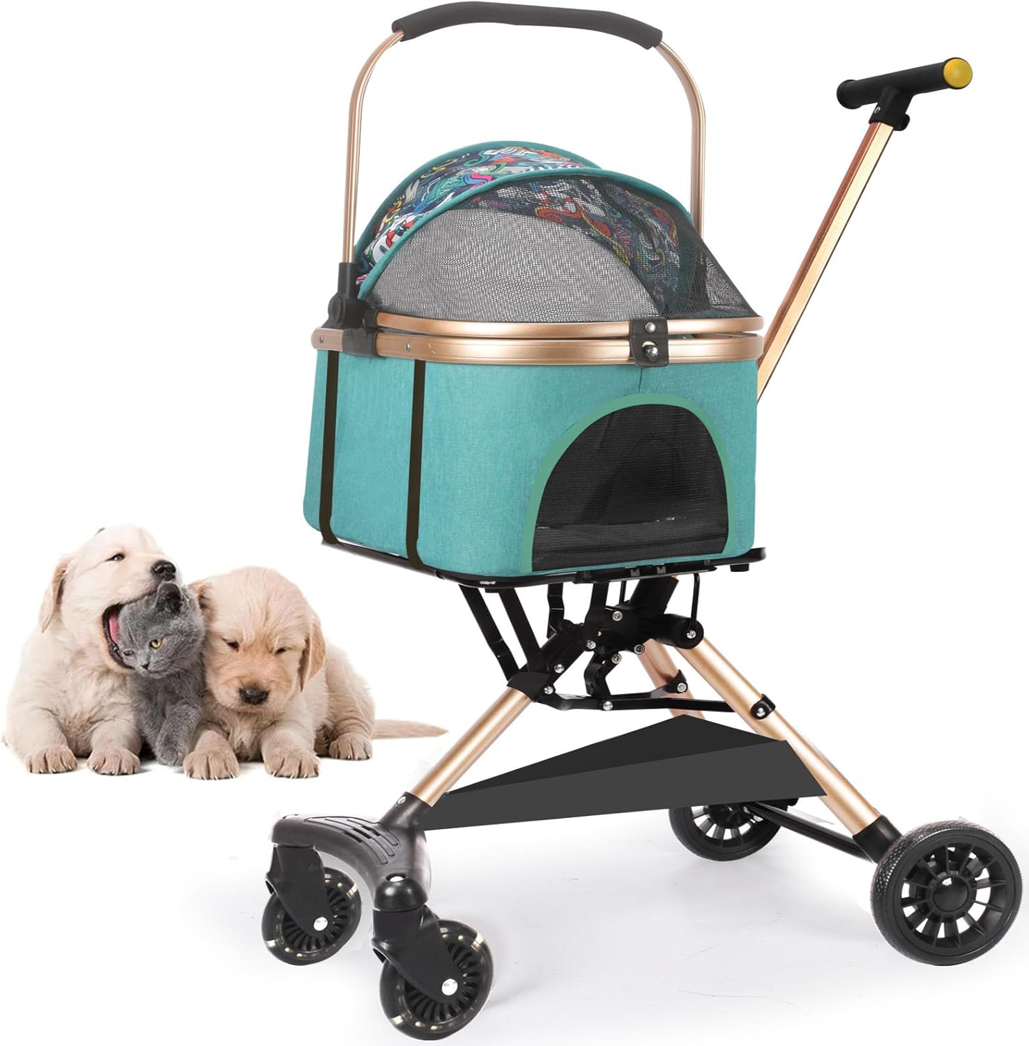 JZOOOZ ペットカート 分離型 犬用ベビーカー （サイズ：56x33x92cm) 前輪360回転 キャスター付き 組み立て簡単 軽量 通気 折りたたみ式 取り外し可能 犬用カート収納簡単 多機能