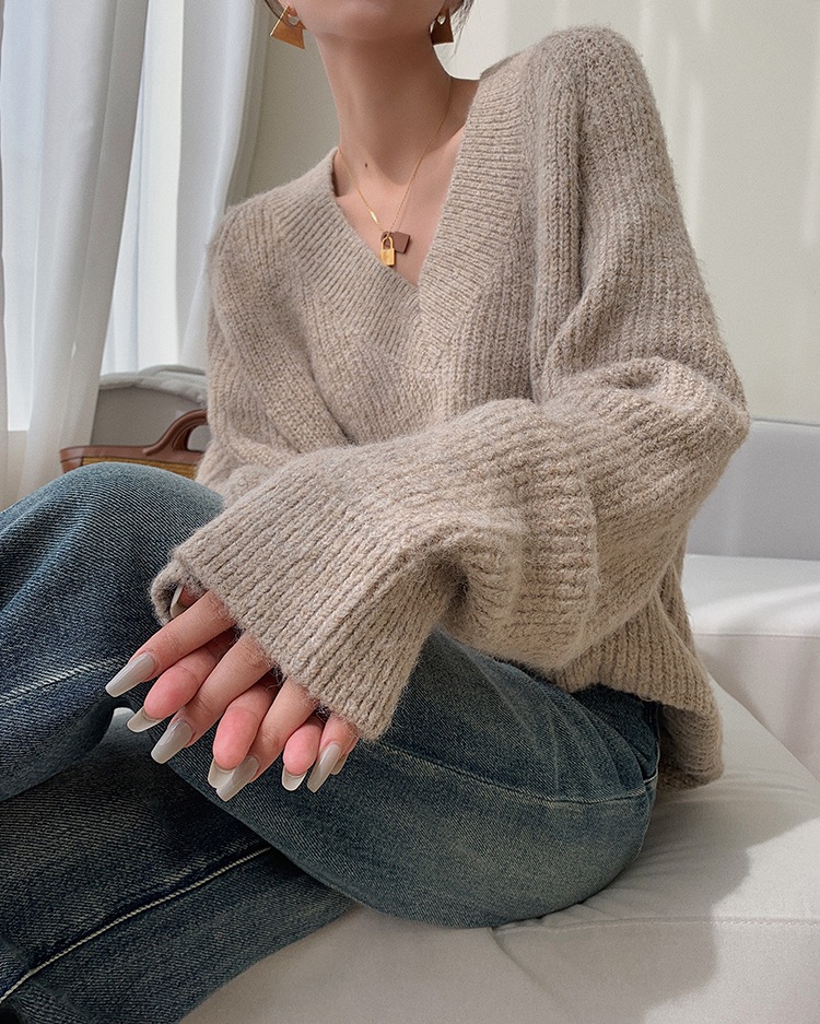 レディース ファッション スタイル 長袖 V ネック カーディガン 女性 秋 冬 カジュアル オールマッチ プルオーバー セーター グレー ブラック ＳＭＬXL トップス かわいい 大人可愛い