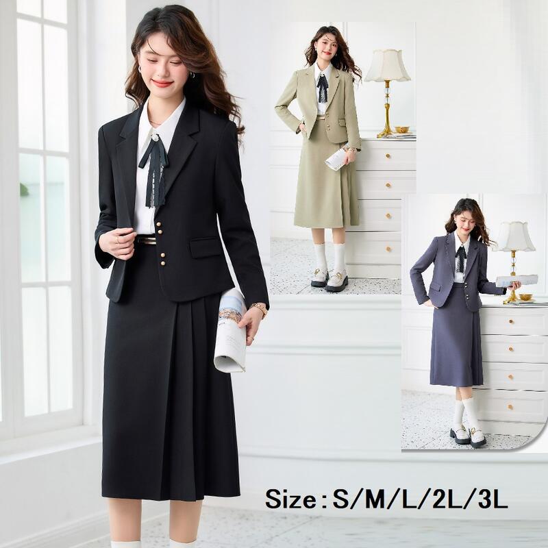大流行のS～2XL（3L）3色ブラック グレー ベージュ スーツ セットアップ ツーピース ジャケット＆スカートスーツ 結婚式 パーティー OL 卒業式 入学式 インスタ 撮影オシャレデザイン