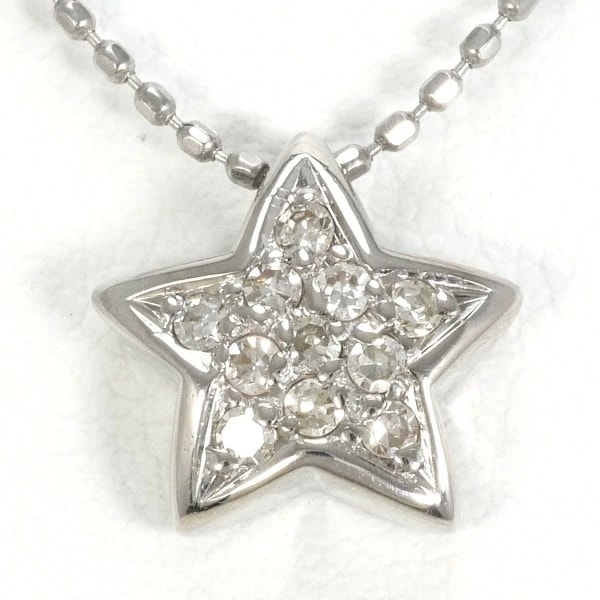 K14 14金 WG ホワイトゴールド ネックレス ダイヤ 0.10 約40cm ジュエリー 中古