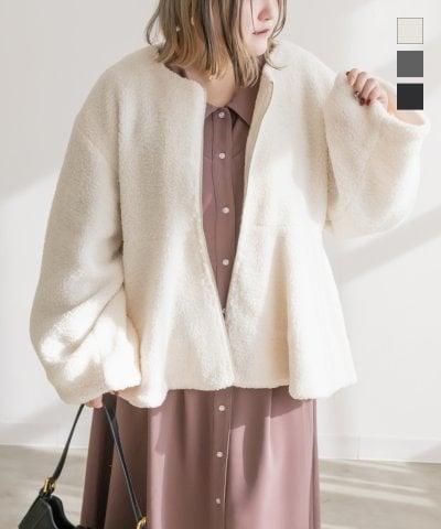 大きいサイズ レディース LL 3L 4L XL XXL XXXL ボアペプラムショートコート