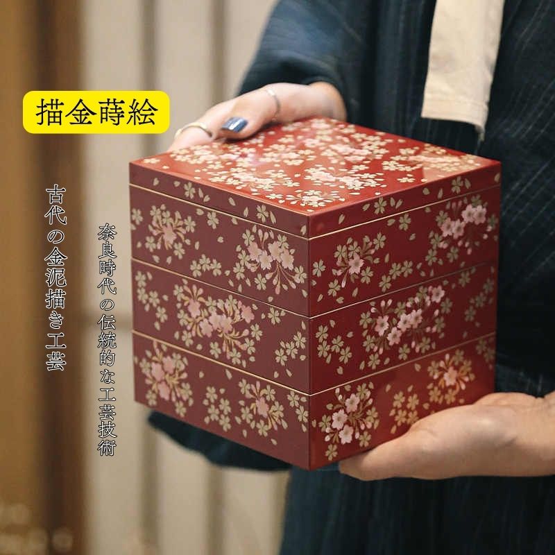 無形文化遺産漆器のジュエリーボックス 描金蒔絵 工芸品 工芸美術品 オリジナルデザイン 手描きで色彩を付ける ジュエリーボックス 部屋の装飾品 結婚式用のジュエリーボックス