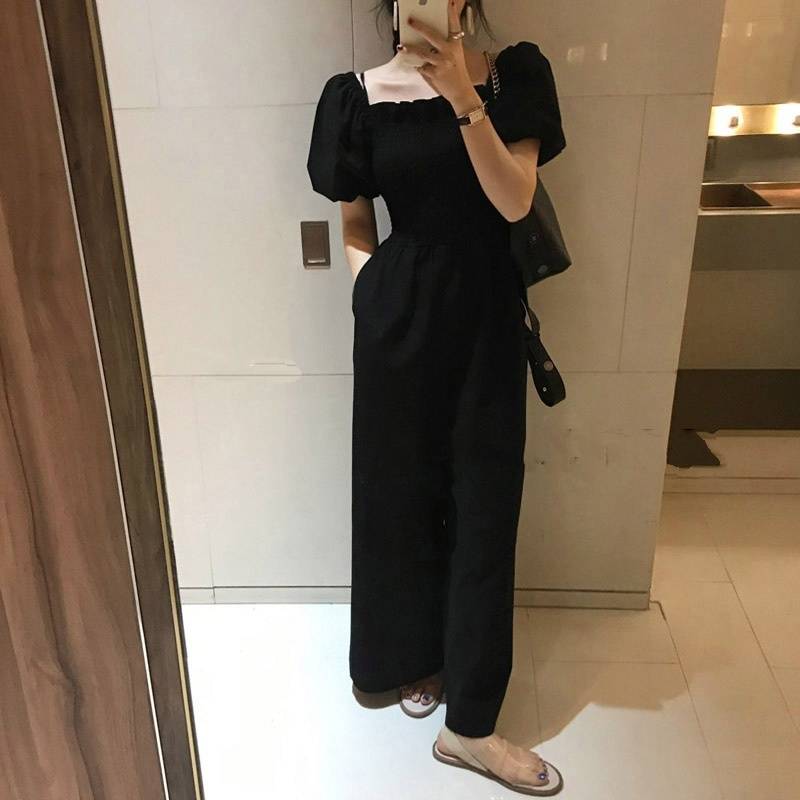 レディース オールインワン サロペット ロングパンツ ワイド ワイドパンツ ミモレ丈 ミモレ アンク