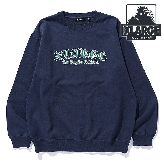 オールドイングリッシュロゴ クルーネック スウェットシャツ [101244012025] メンズ x-large エックスラージ トップス トレーナー NAVY