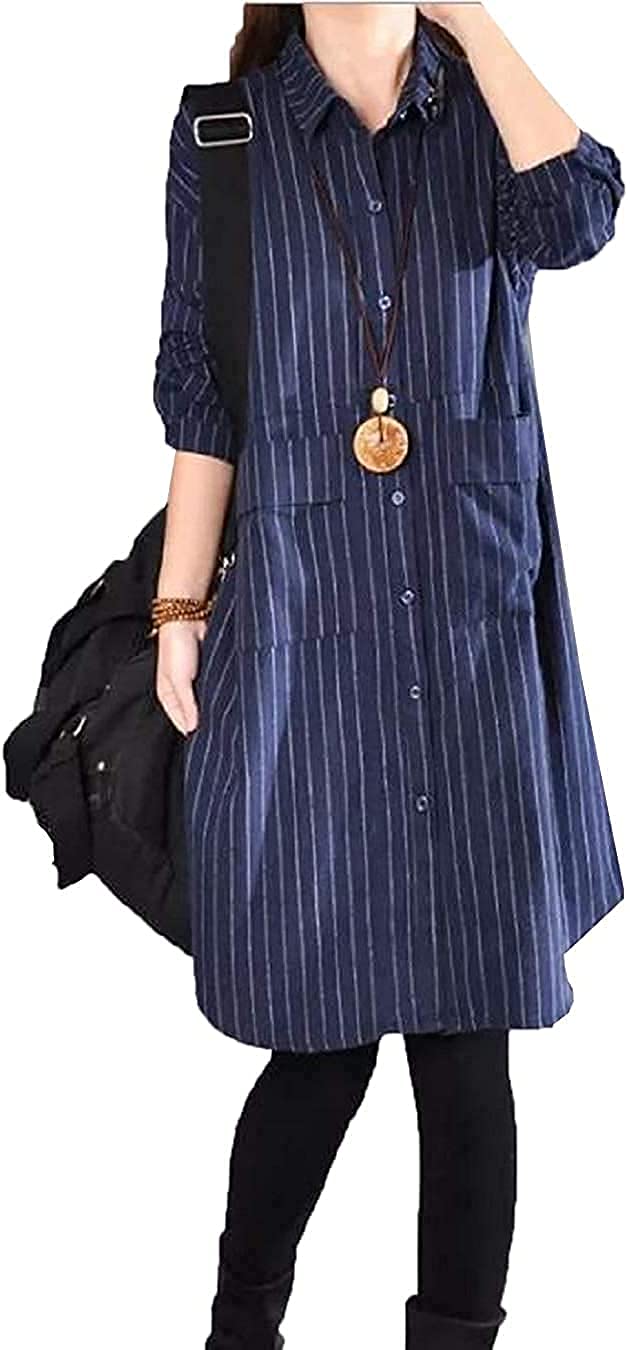 シャツ ワンピース S3XL ストライプ チュニック 襟付き ポケット シャツワンピース トップス 4,712円